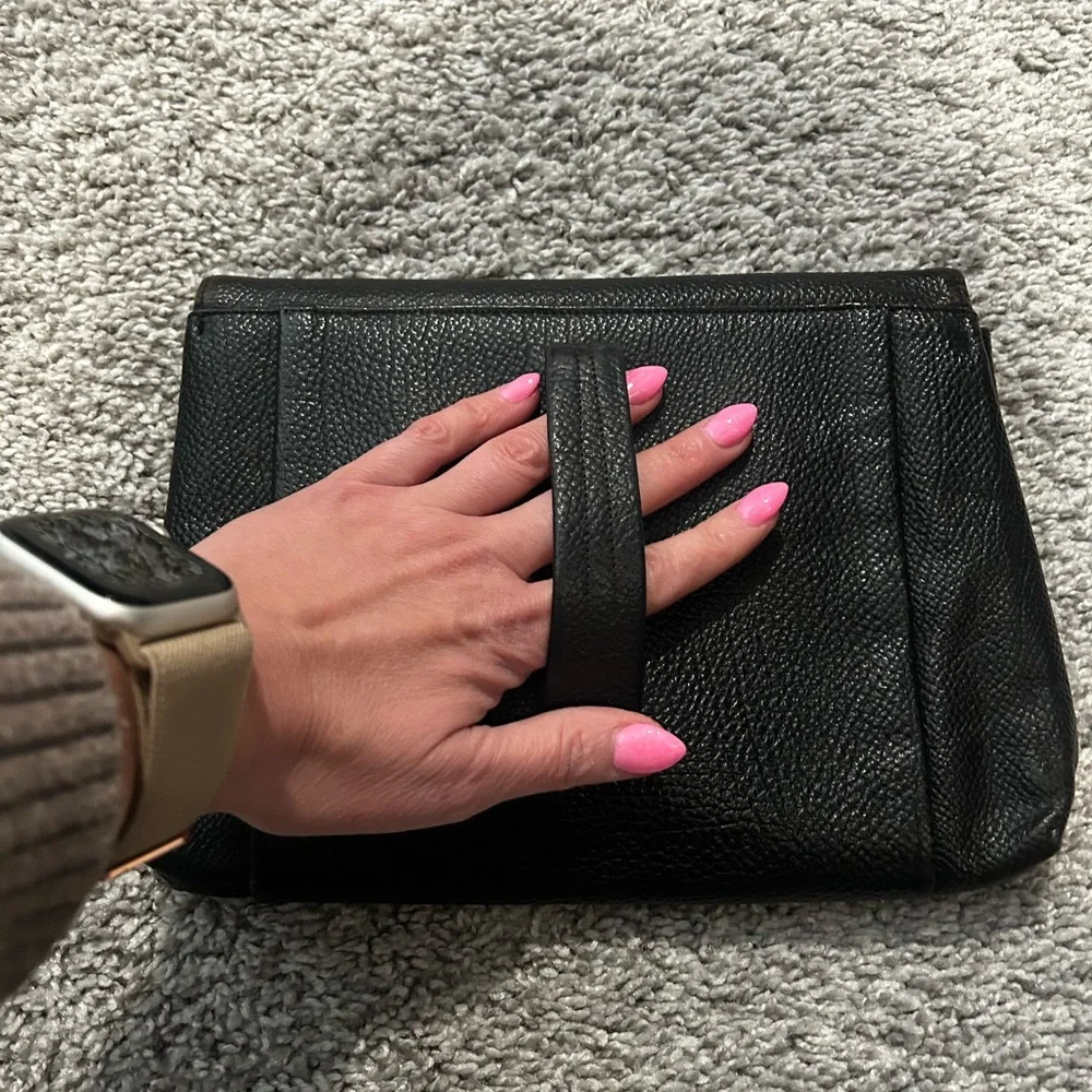 Vintage Black Leather Clutch - Picture 6 of 6